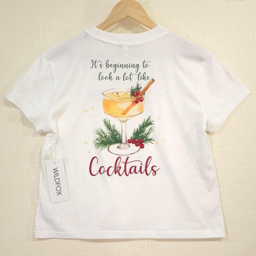 Wildfox Cocktail Season Jamie Tee | Snow White - Size M